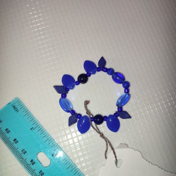 Sapphire Blue Bracelet Small Hand Wrist Cobalt Handmade Hand Crafted - Picture 4 of 5